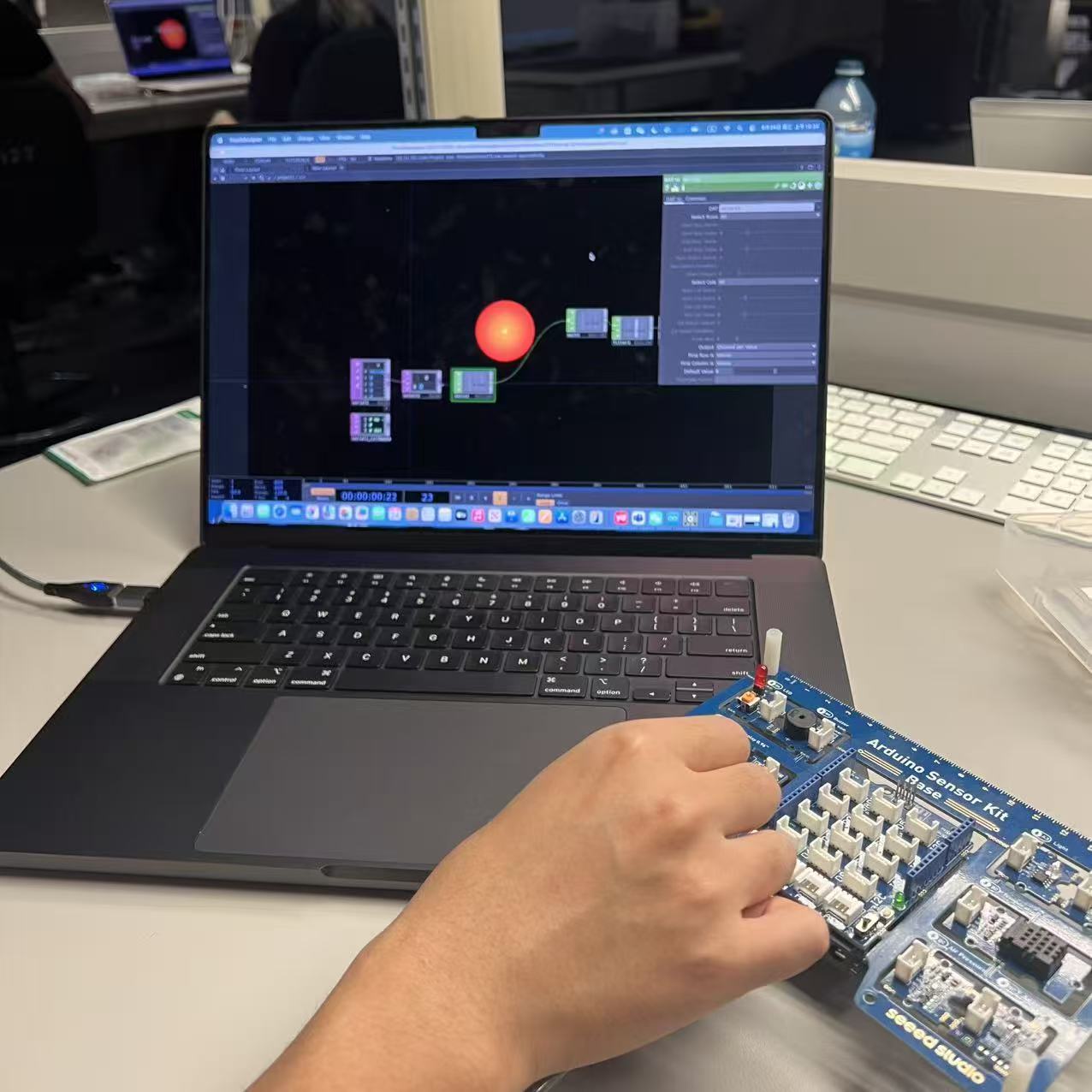 The experiment successfully mapped sensor data into a color-changing sphere, completing the loop from hardware sensing to interactive digital visualization.
